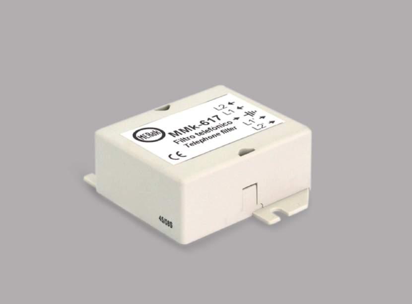 PROTECTION FILTER AGAINST OVERVOLTAGE IN TELEPHONE LINES MMk-617 Filter for telephone line that provides extra protection against storms and electric discharges to the devices connected to the