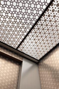 N130 Light transmitted through exotic ceiling patterns N140 tylish ceiling accented with crystal-like blocks