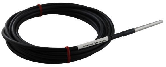 This wire should be connected to the data wire on the Temperature Sensor, which is the blue colored wire on the recommended Embedded Data Systems device.