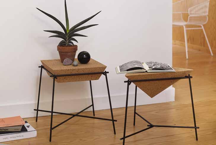 The side tables BASIL were born from the desire of Arthur Leitner to use the natural qualities of cork.