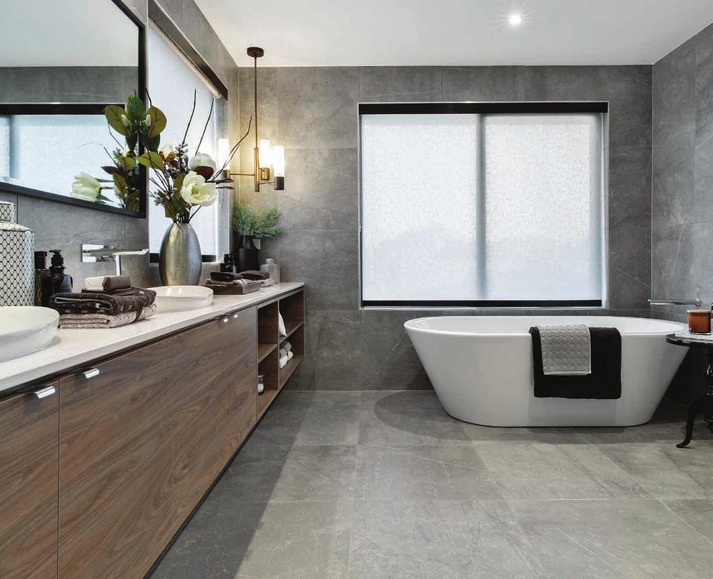 BATHROOM INCLUSIONS Chicago World of Style A Stylish stone benchtops Luxurious 20mm Silestone benchtops to master ensuite, bathroom and powder room (Category 1).