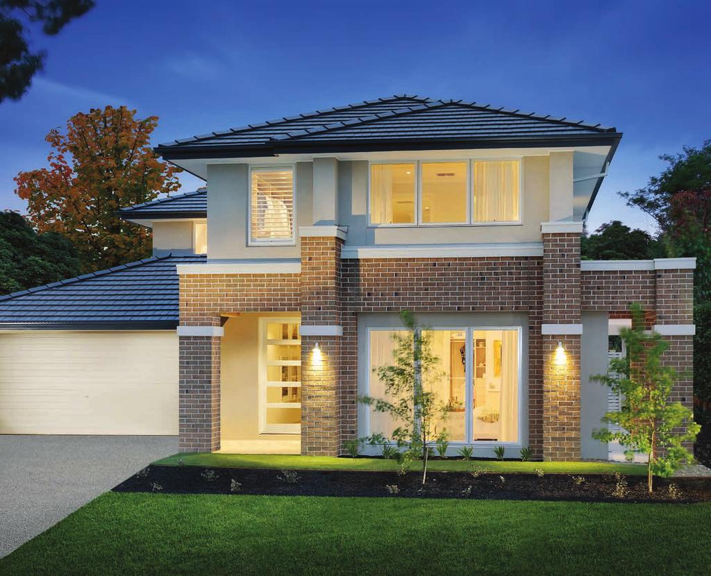 EXTERIOR INCLUSIONS Melrose Façade (shown with corner treatment) A Render Contemporary rendered features to the front façade of your brick home, in up to 2 colours to portico and front projection