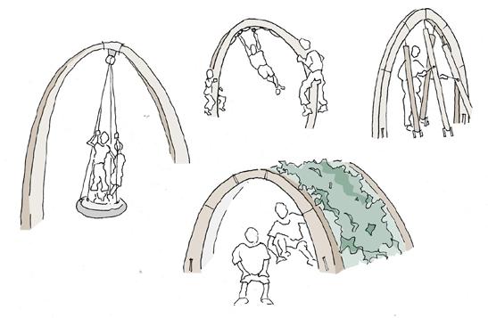As well as being integral to the main play area, these structures can be placed around the park, creating framed vistas as well as play