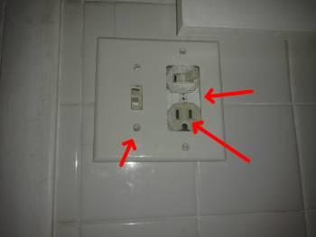 Bathroom Continued 5. Electrical Switch needs new cover. Outlet needs new cover. 6. GFCI No GFCI protection present, suggest installing GFCI protected receptacles for safety. 7.