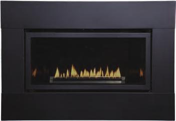 Black porcelain lines the fireplace interior, including the burner top, creating a subtle reflective surface that enhances the appearance of depth.