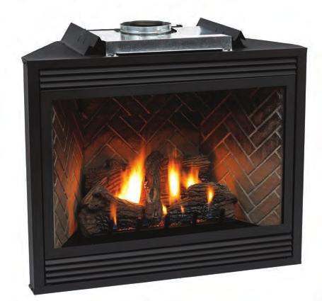 tempered glass view window and a four-piece log set, mounted atop our legendary Slope Glaze Burner for a rich flame pattern within a taller, deeper log stack that complements the deeper fireplace (20