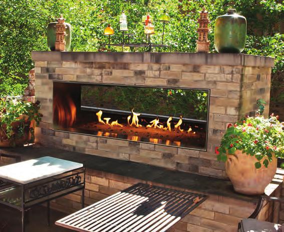 Contemporary Linear Fireplaces These large fireplaces are designed to serve as the centerpiece of your outdoor entertaining.
