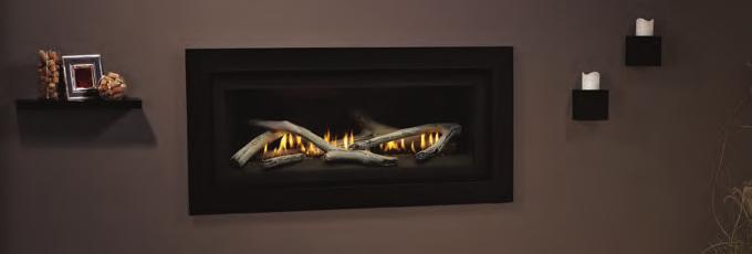 Optional decorative ceramic glass panels add visual interest to the fireplace interior and complement the flames.