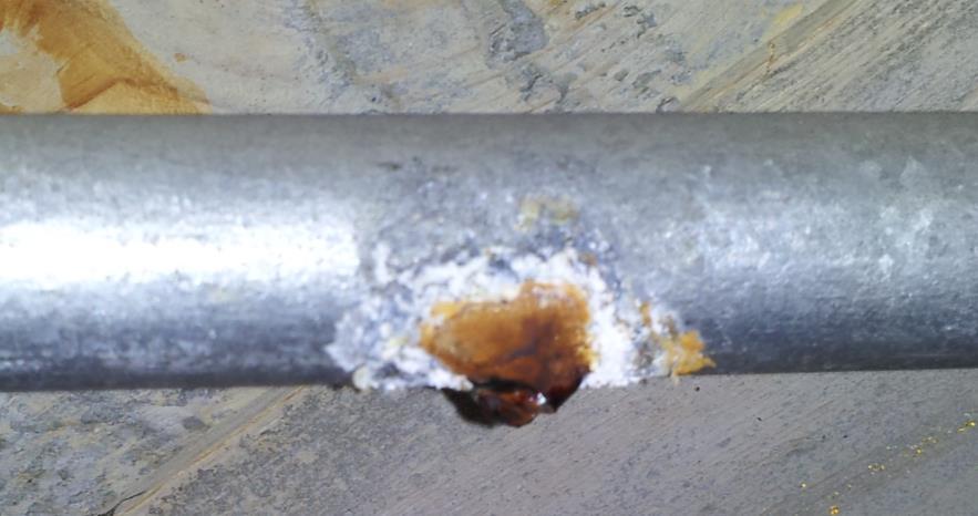 com 49 Corrosion from a Pinhole Leak in Galvanized Steel
