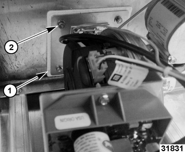 5. Remove nuts ( Fig. 9) securing burner to tank. Fig. 9 6. Drop blower end of burner assembly slightly down to clear control box while pushing wires back to pull burner out of tank. 7.