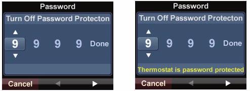 Turning the Password Protect Feature On or Off If your THZ-100 thermostat was initially setup through the MRX Advanced Network System Controller with the Use Pass-Code Lockout feature enabled on the