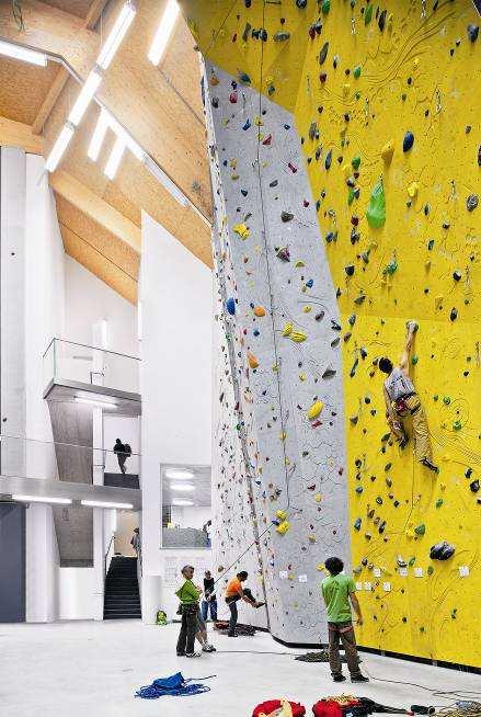 Caption 5: A giant climbing wall, also perfectly