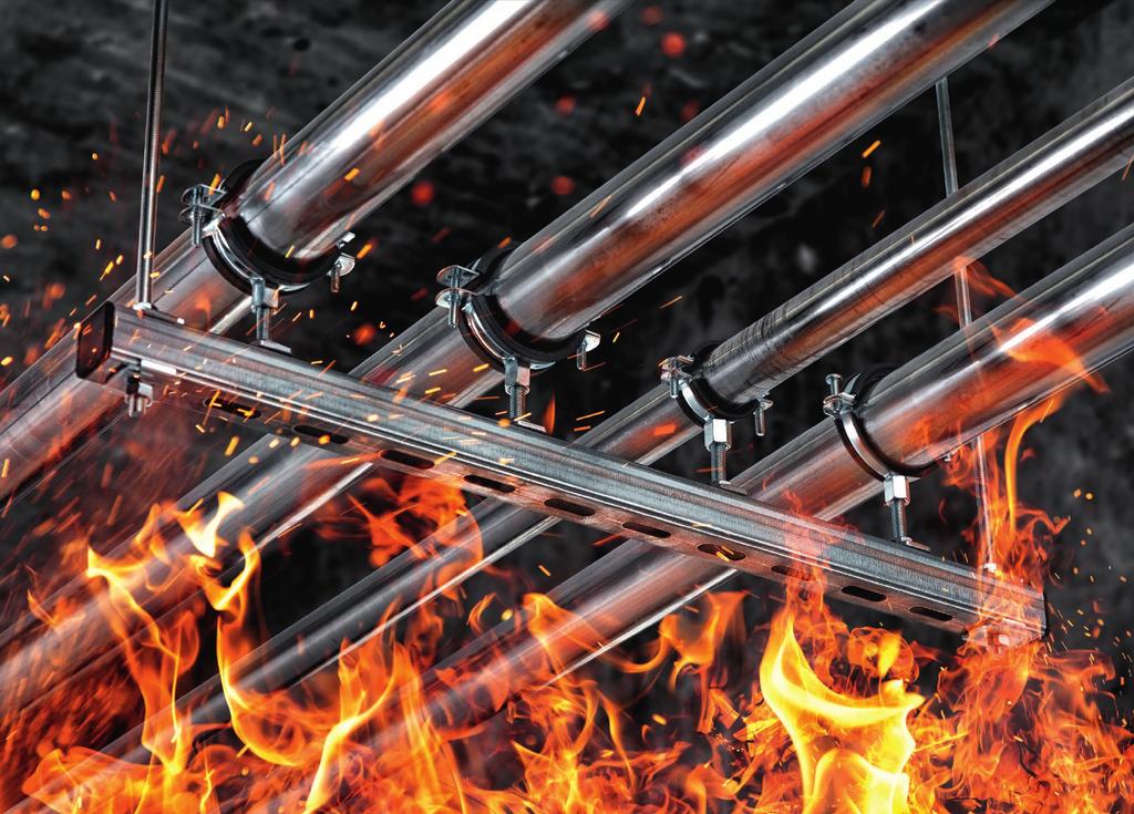 fischer Fireproof pipe installation Certified fire protection for safe fixings.