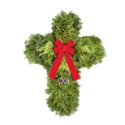Holiday Cross The Holiday Cross has a balsam fir base with white cedar accents. It is perfect for the person looking for a true Christmas decoration.