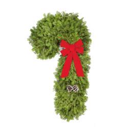 50 Christmas Cane The Christmas Cane is a charming decoration designed as an alternative to our natural evergreen wreaths, or swag. It can be used as a door or home decoration.