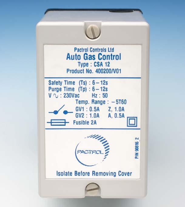 CSA Range Full Sequence Control in an IP40 enclosure technology factfile The Pactrol CSA range of full sequence controls is fully approved and proven for use on gas-fired appliances, particularly
