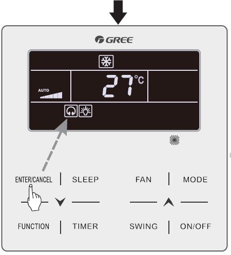 5 Setting of Quiet function 1 When Quiet function is enabled, indoor unit will operate at quiet fan speed. Fan speed is lowered so as to reduce the noise of indoor fan motor.