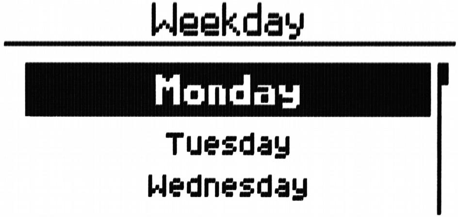 Select a weekday for the programmer Picture 19: Weekday selection screen weekday selection confirm the selection and go to