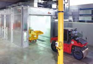 Each section can be used as a spraying and drying booth on its own. For large vehicles, the whole booth is used.