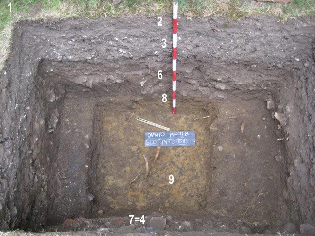 6 bags. The pit was then hand excavated using single contexts, each of which was fully recorded. The keyhole was excavated to a depth of 0.9 metres, where the natural soil was observed.