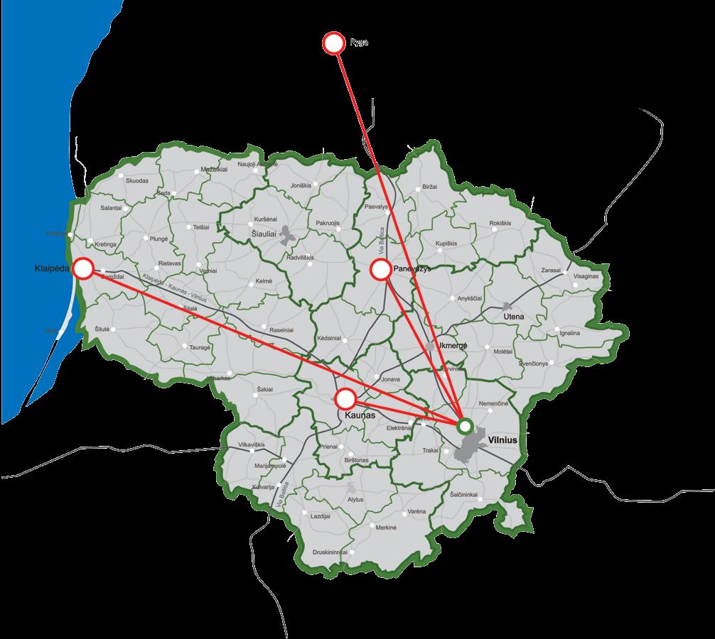 Riga Approximate travel time/distance to selected destinations Vilnius Office Park Vilnius city
