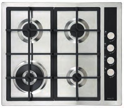 variety of cookware shapes and sizes Easy to use touch controls Programmable timer with auto shut off feature Order code Description Material/Finish 600mm Gas Cooktop