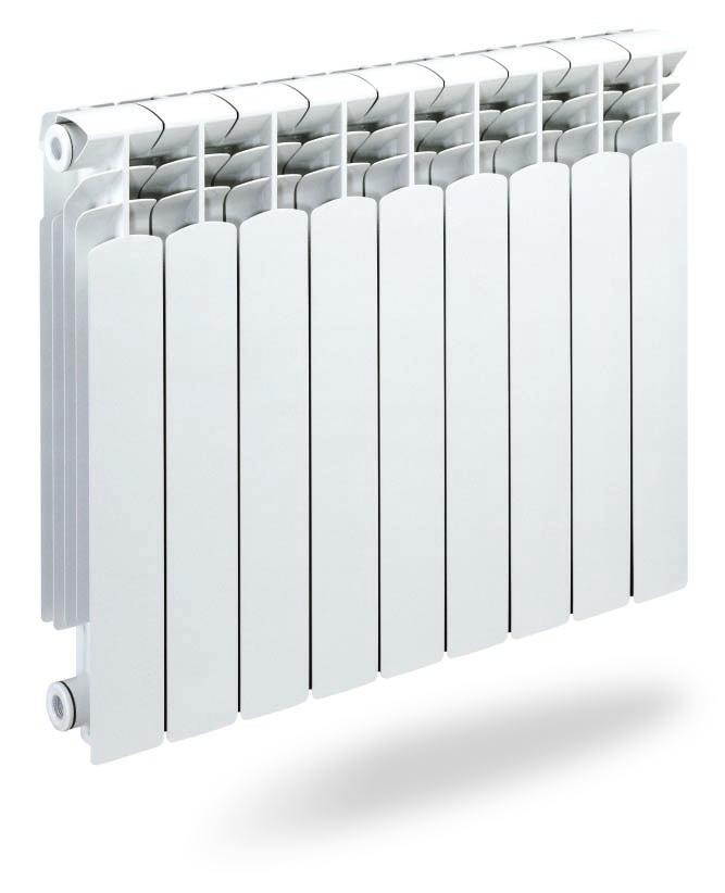 A well-proportioned design, characterised by the presence of unique fins placed on the top and sides of the radiator.