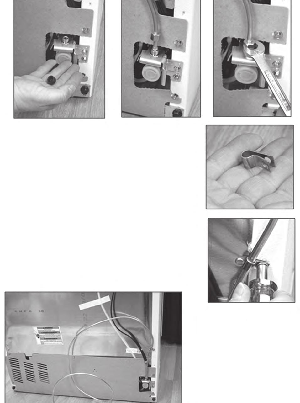Connecting the ice maker water line Installation (continued) Figure 1 Figure 2 Figure 3 1. Remove valve cap, see figure1. 2. Insert ¼ tubing, compression nut and ferrule into valve and hand tighten, see figures 2 and 3.