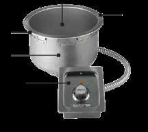 Built-In/Drop-In Built-In/Drop-In Round drop-in warmers are available in 4-quart, 8-quart, or 11-quart models with or without drains. Choose between infinite or thermostatic controls.