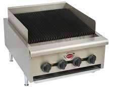 Cooking Equipment HD Gas Charbroilers Cast iron top grates adjustable & reversible Natural or LP Gas Easily removable front panel for simple access to components HDCB2430G Cast iron radiants for even