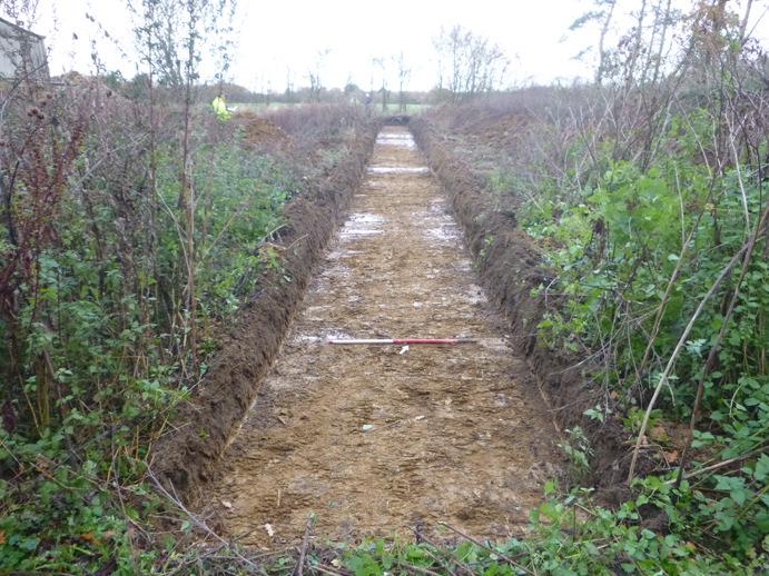 CAT Report 1040: Archaeological evaluation on land at Unit 1, Waltham Hall, Takeley, Essex The trenches were excavated through the remnant of dumped material (L1, c 100-250mm thick, sand and