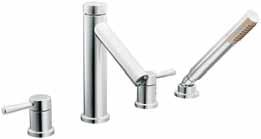 Single-Handle Vessel Lav Faucet / 6111 Widespread Lav Faucet / T6110* ROMAN TUB FAUCET With hand shower / T914* Faucet only / T913* All Moen lav faucets feature a flow-optimized aerator, using up to