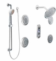 shower / TS9212* with SA349 & TS3495* iodigital controller, remote TS9211* with SA349 & TS3495* Vertical Spa Set with rainshower showerhead, hand shower, four flushmount body sprays (shown) TS276*