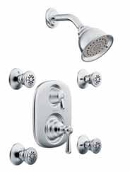 Trim only / T3111* With Moenflo XL single-function showerhead and diverter spout T2113* / T2113EP* / T2113NH* With Moenflo XL single-function showerhead / T2112* / T2112EP* T2112NH* Valve
