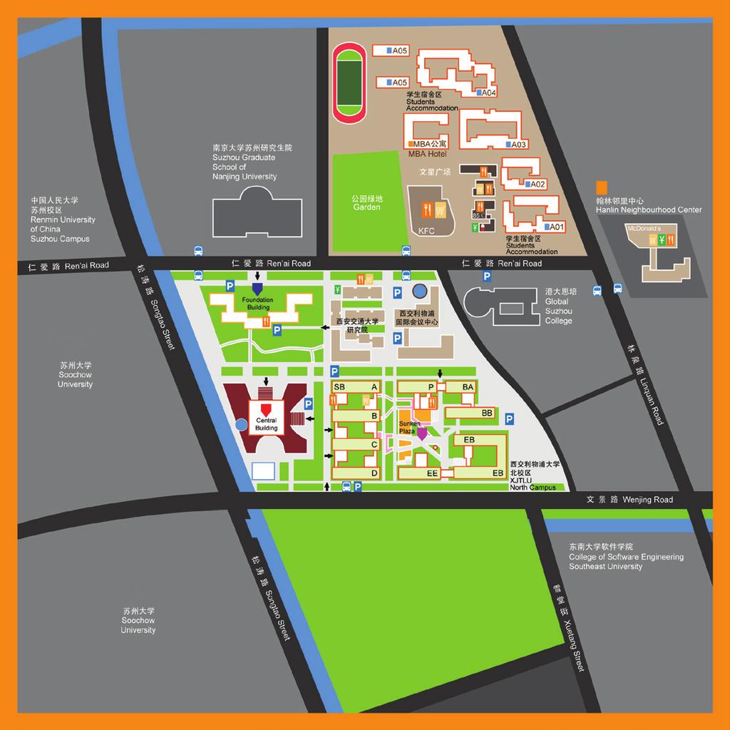 UNIVERSITY MAP 西交利物浦大学校园地图 NOTE FB Foundation Building CB Central Building SA Science Building A A SB Science Building B B SC Science Building C C SD Science Building D D EE Electrical and Electronic
