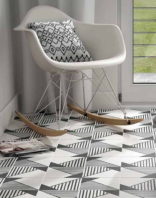 Art Black and White Origami Walls and Floors Use bold pattern on the floor to create a real