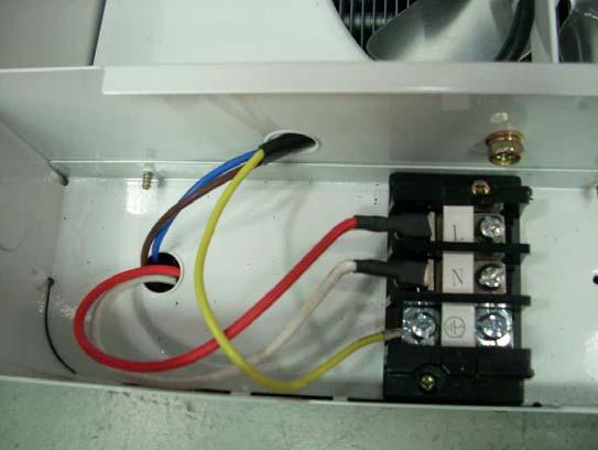 LOCATION AND INSTALLATION (CONT.) CONNECTING THE POWER 1. Turn off the power at the main service 2. Remove the screw from the back of the unit to connect the power to the heater. 3.