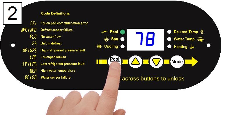 "0", the heat pump has the user lock enabled. A numerical pass code is required to proceed.