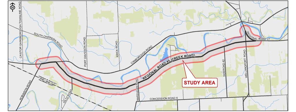 Study Area and Background Information Two-lane east-west arterial road: 50 km/h to 80 km/h speed limit with some reduced zones 15 m right of way (20.