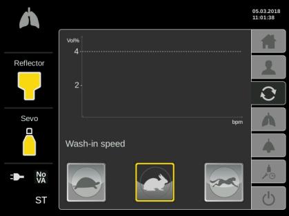 3 Preparation 3.9 Changing wash-in speed Press menu button MAC pilot.
