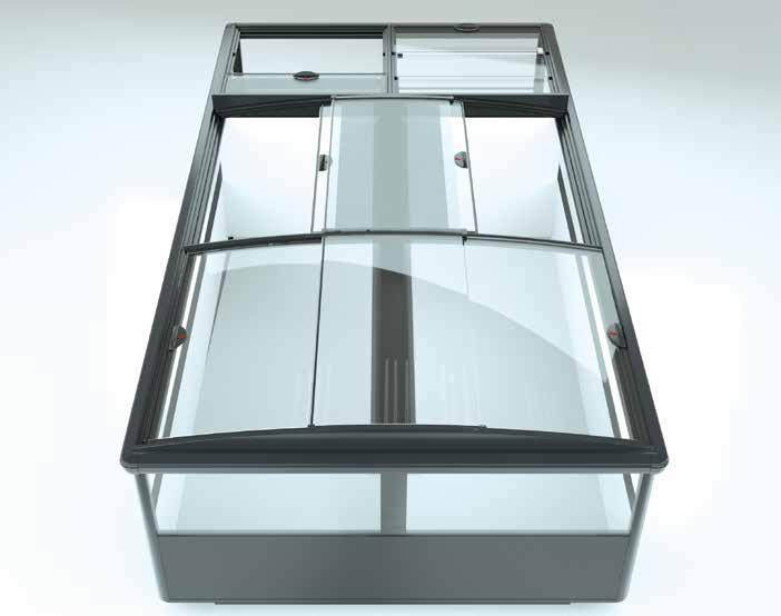 and chest freezers EcoFlex Push T is an ergonomic glass cover with a vertical slide.