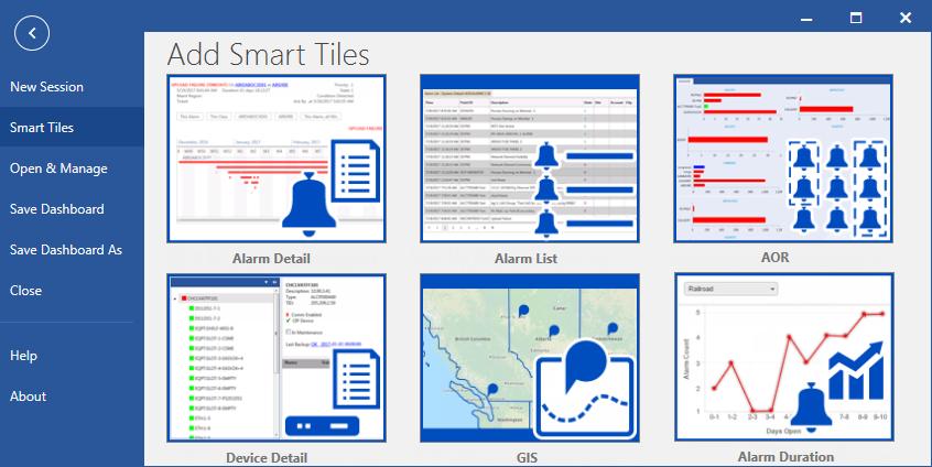 File Menu File Menu The file menu allows users and admins to configure and save their dashboards in the Telenium Smart Tiles application.