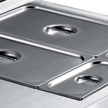 AISI 304 stainless steel worktop, thickness 1 mm Moulded and continuous-weld tanks Electric