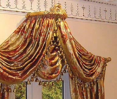 Swags and Tails Perhaps the most versatile of pelmet arrangements to ornament any curtain arrangement. They can be made in any number of swags,any size and shape and with any decoration or trimming.