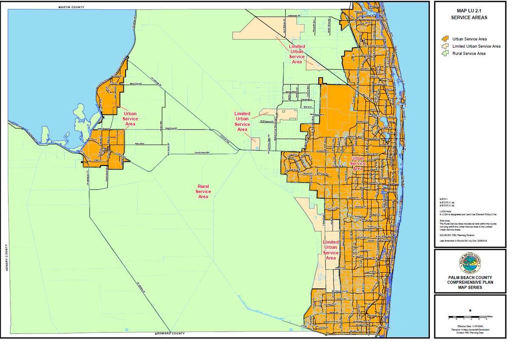 Palm Beach County, FL Urban Service Area USAs are boundaries outside of which
