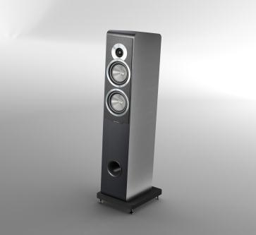 Principia 5 2-way vented floorstanding loudspeakers Cabinet: Matt black with aluminium trims Mid-Woofers: 2x 150mm drivers.