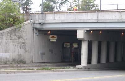 4.5 Transit Subway entrances in the Lawrence-Allen area today, such as this entrance to Yorkdale station on Ranee Avenue, have been described as unattractive and unsafe.