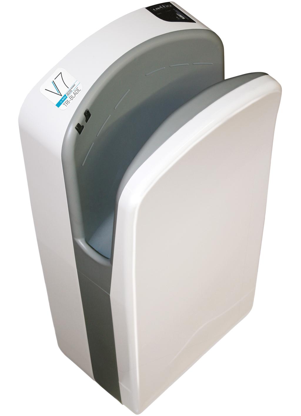 Aluminium Matte Silver Aluminium High speed hand drying with water collection as standard Atlantic Blue Black Boureaux Red 3 blades of air strategically placed to dry your hands in under 10 seconds.
