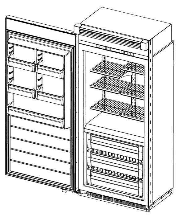 Models - (4) Half width (2) Full width Features of Your All Freezer 1. Electronic Controls 2. Wire Shelves (6) 3. Non-Adjusting Freezer Shelf (1) 4. Gliding Ice Drawer - (2) bins 5.