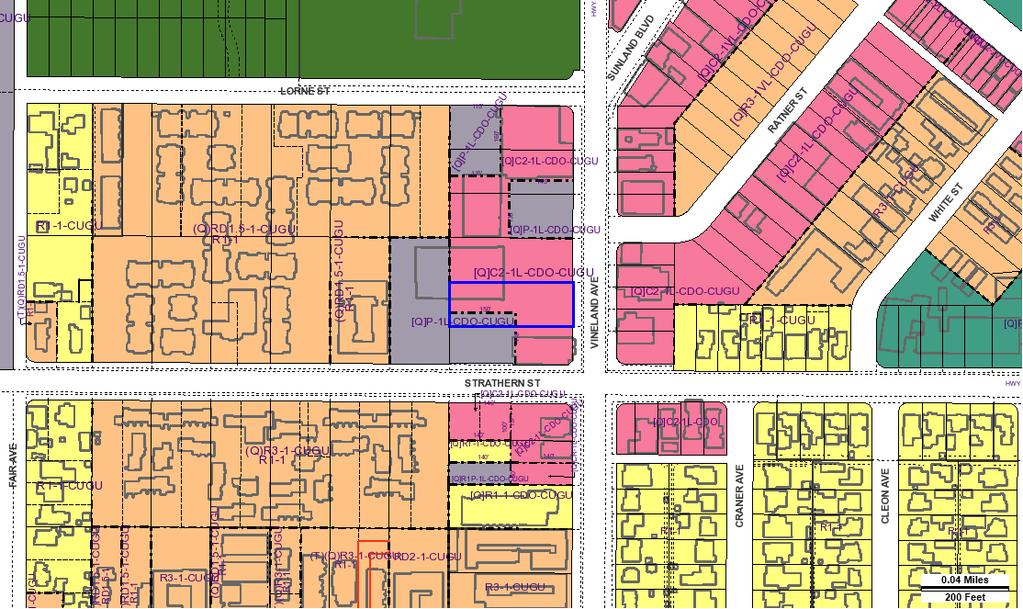 ZIMAS PUBLIC Generalized Zoning 12/20/2018 City of Los Angeles Department of City Planning Address: 8011 N VINELAND AVE Tract: TR 4226 Zoning: